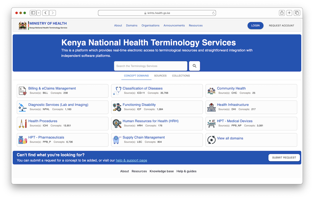 Kenya National Health Terminology Service homepage